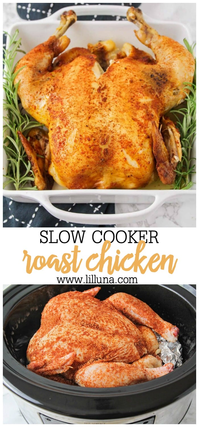 Slow Cooker Roast Chicken Recipe {It's So Easy!} | Lil' Luna