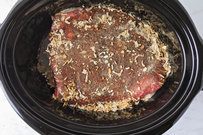 Crock Pot Beef Brisket Recipe {Just 5 Ingredients!} +VIDEO | Lil' Luna