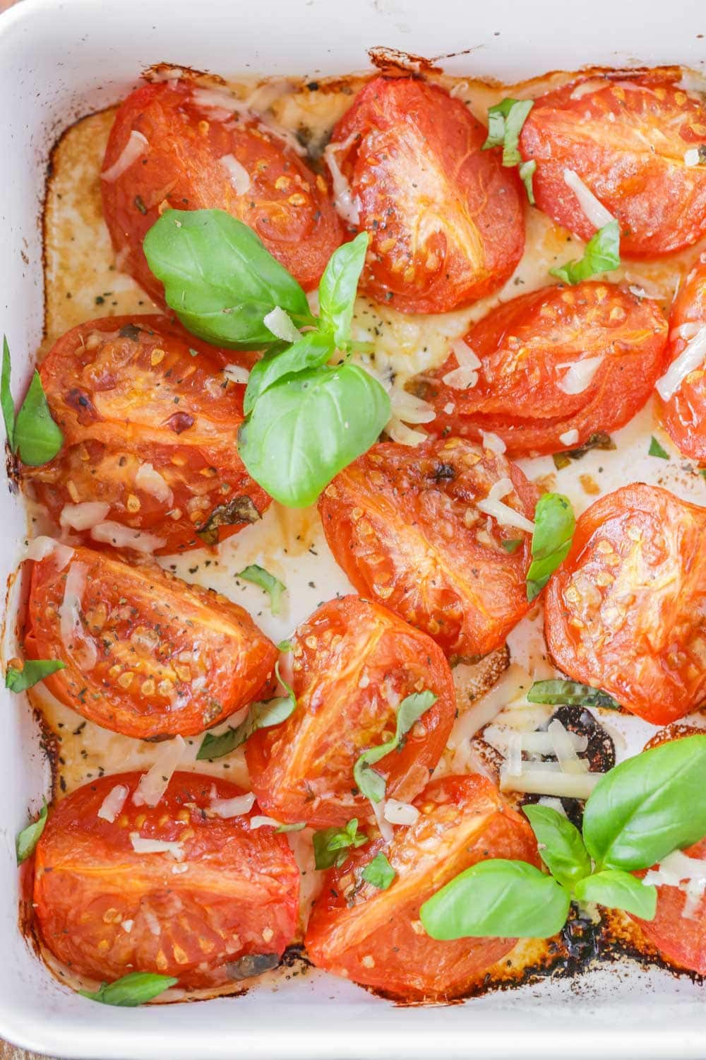 Close up of oven roasted tomatoes