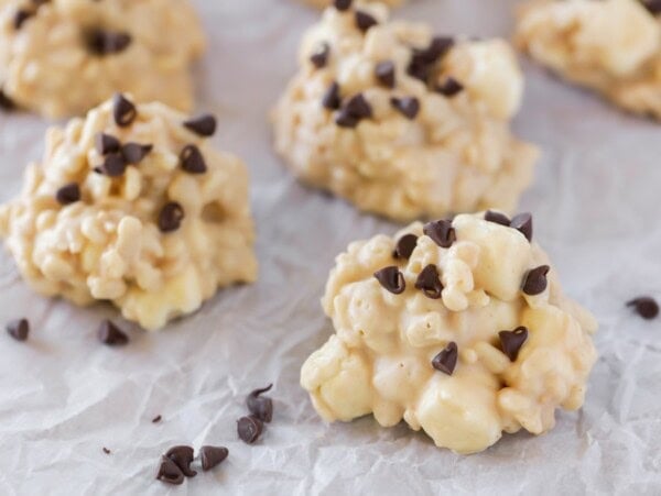 Avalanche cookies on parchment paper.