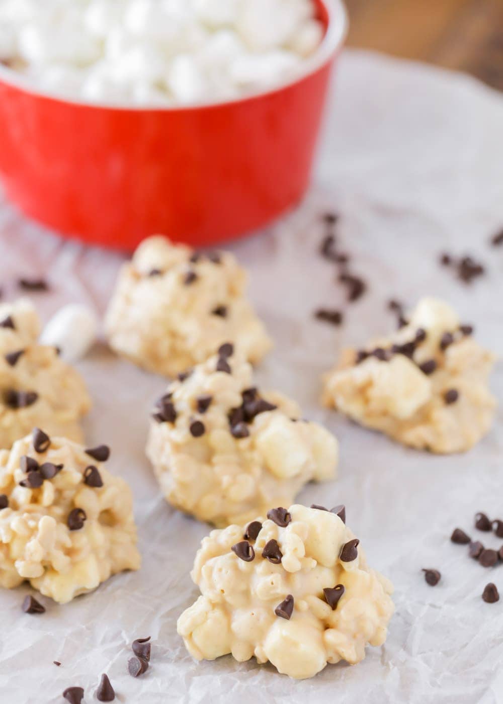 Avalanche cookies on wax paper, similar to no bake cookies.