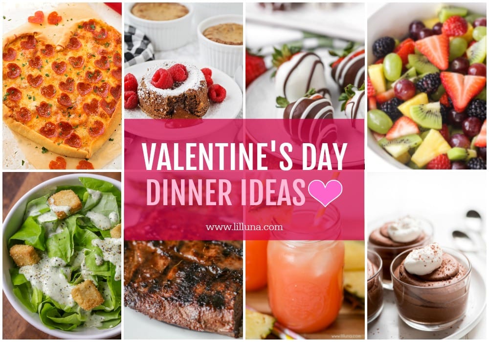 A collage of Valentines Dinner Ideas.