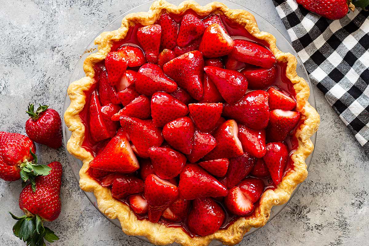 Fresh strawberry pie with a homemade crust