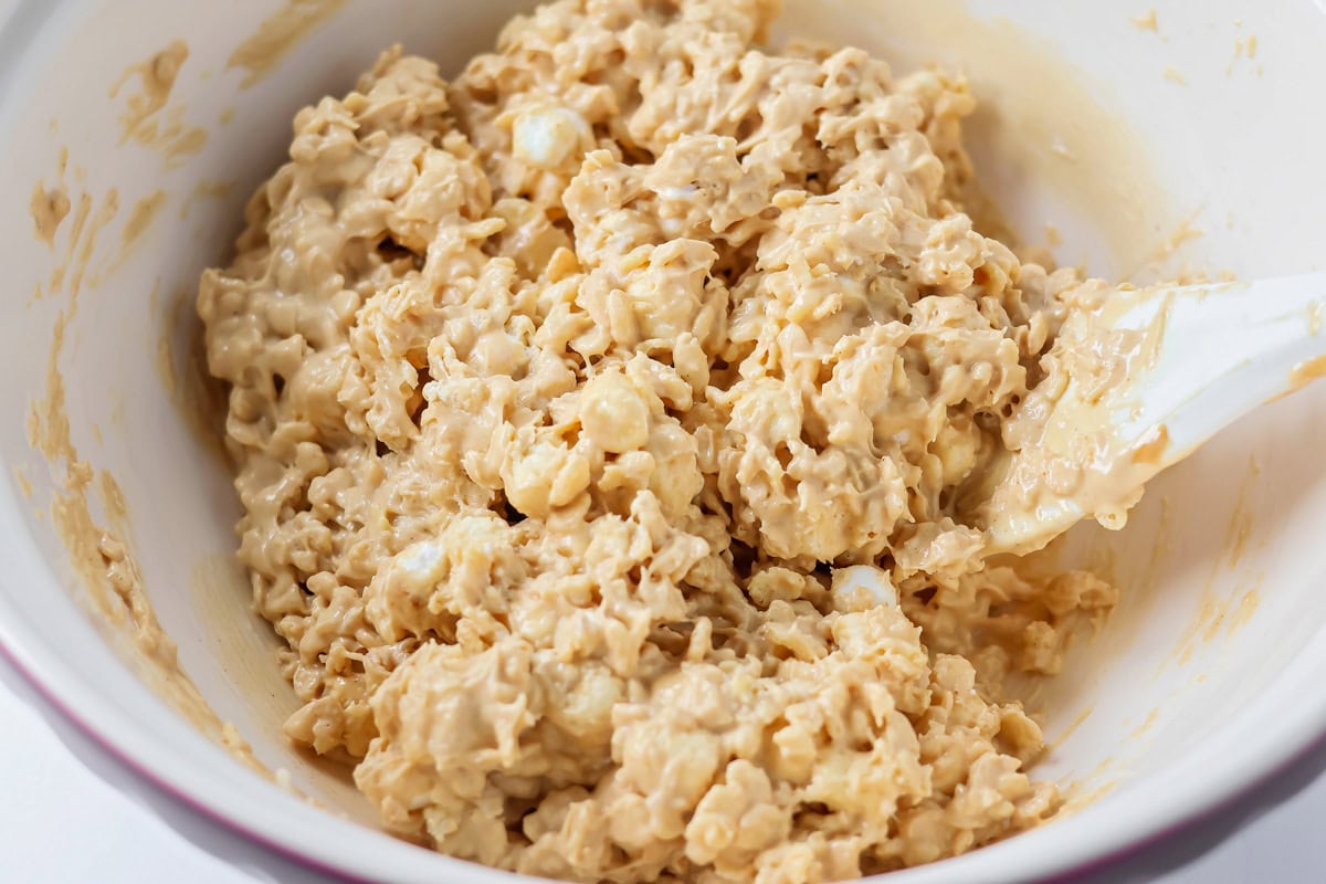 Avalanche Cookies mixture mixed together in mixing bowl.