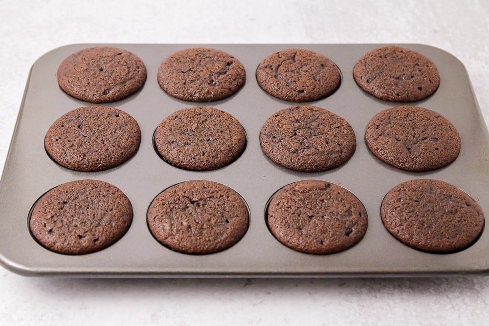 Chocolate cupcake recipe in a muffin tin