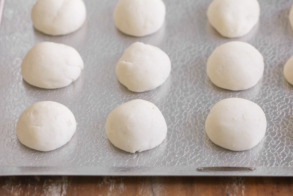 Easy yeast roll recipe on a baking sheet