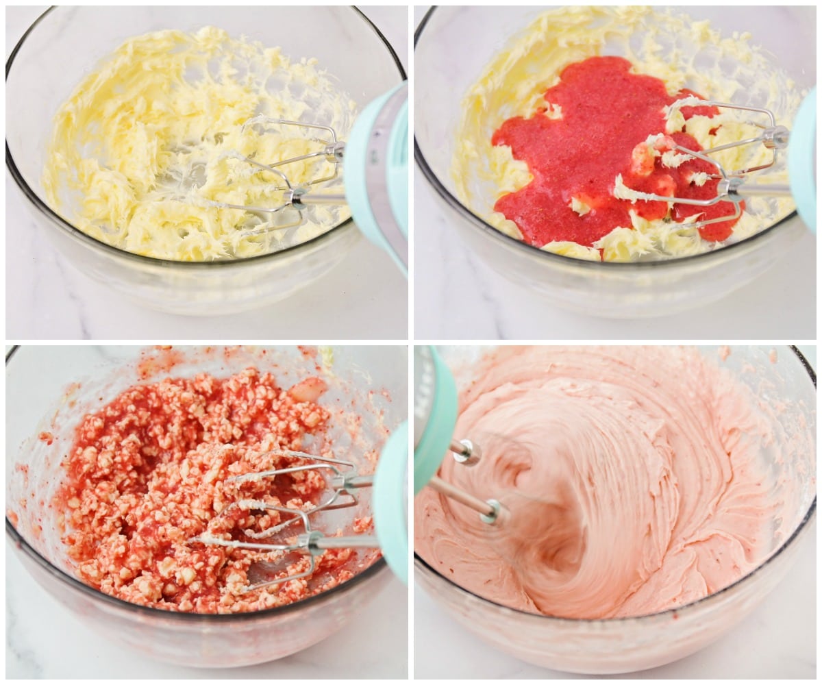 How to make strawberry frosting process pics