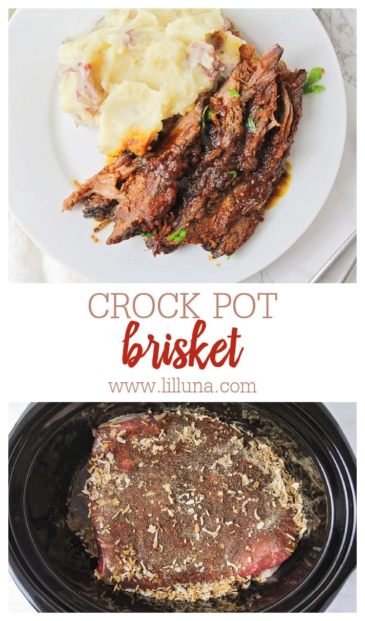 Crock Pot Beef Brisket Recipe {Just 5 Ingredients!} +VIDEO | Lil' Luna
