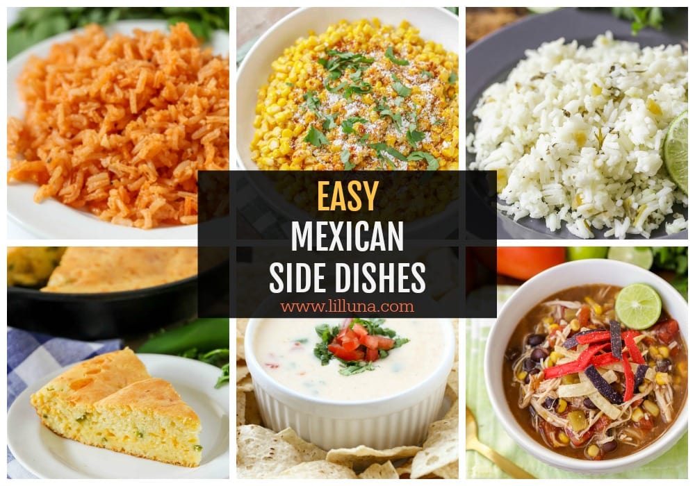 Mexican side dishes collage.