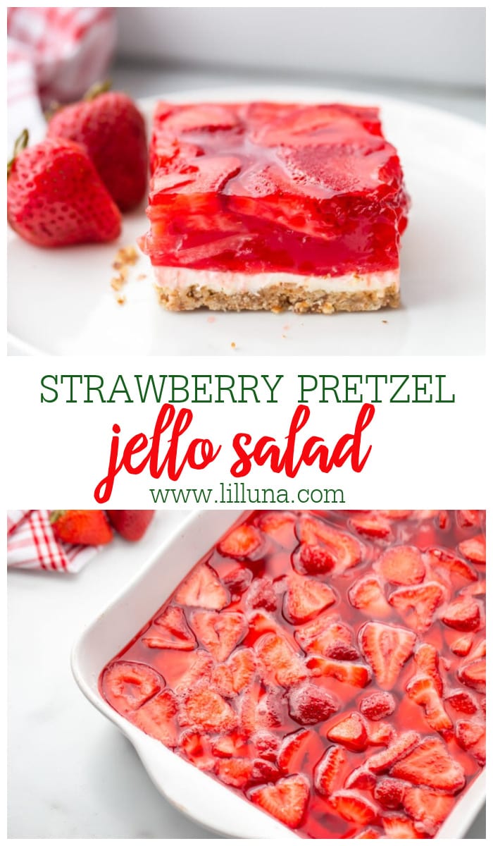 The BEST Strawberry Jello Pretzel Salad {+VIDEO} | Lil' Luna