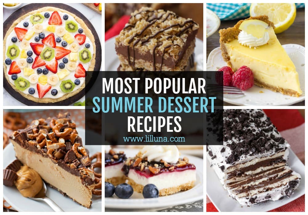 Collage of summer dessert recipes.