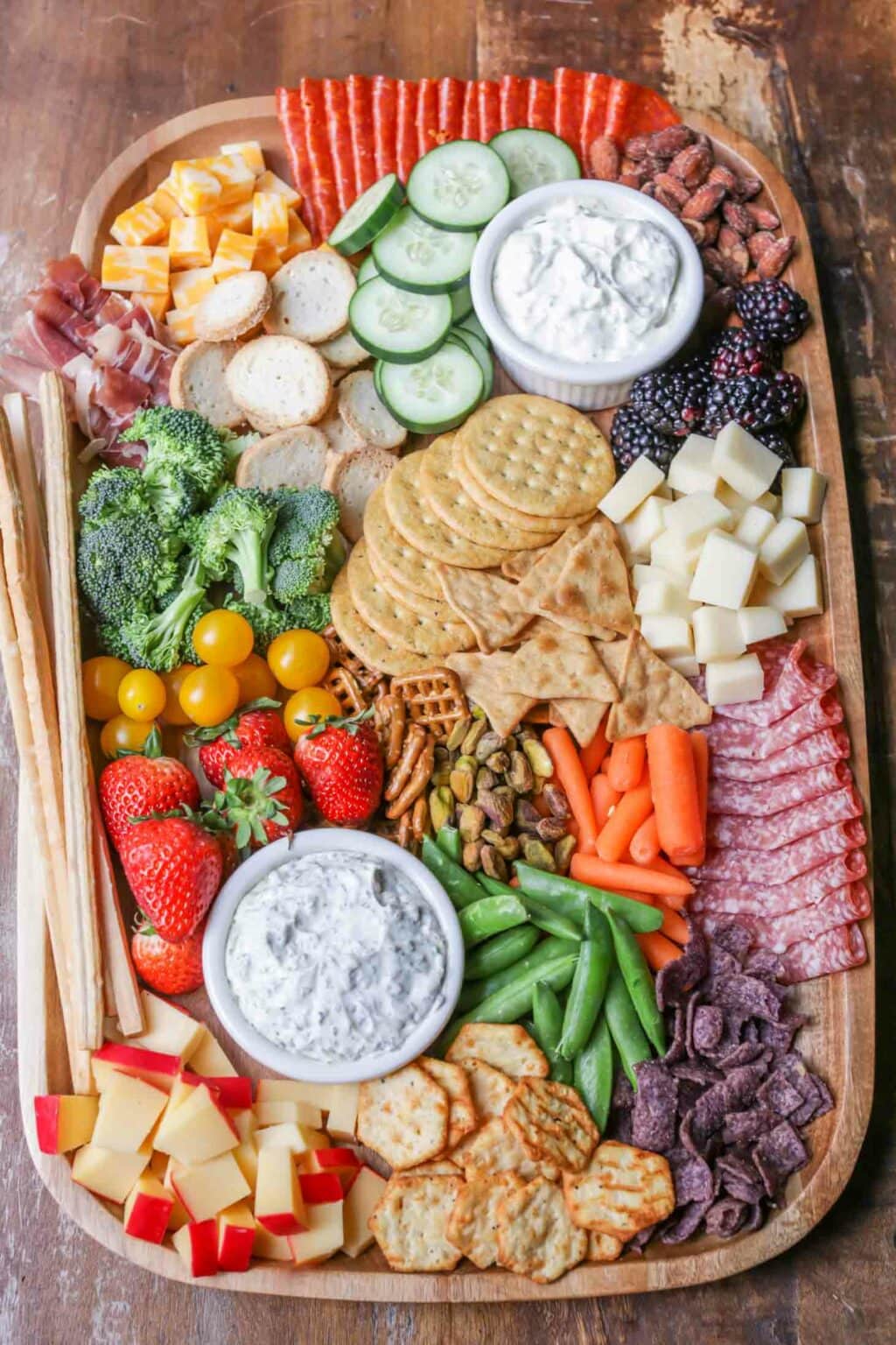 How To Arrange A Charcuterie Tray Thyme And Table Labeled Cheese And ...