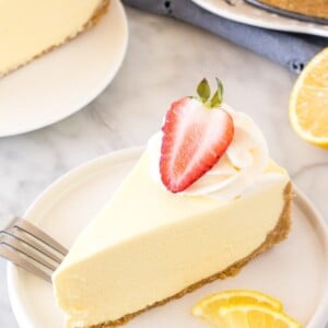 Slice of lemon jello cheesecake