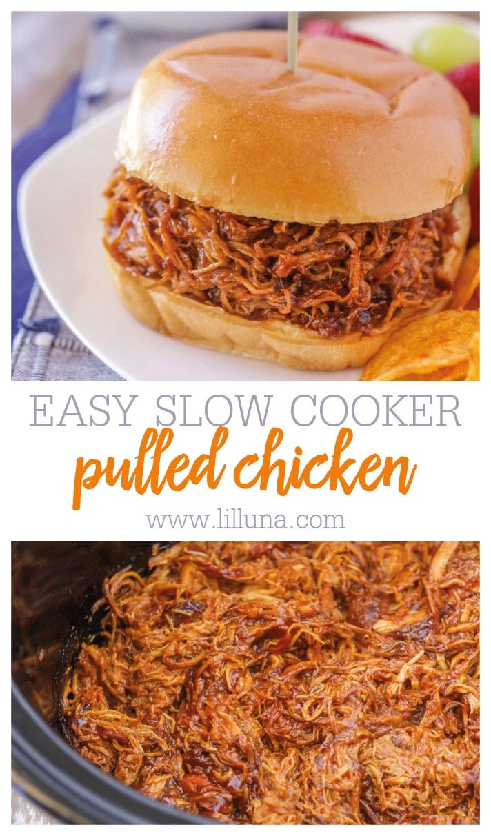 Slow Cooker Pulled Chicken Recipe {+VIDEO} | Lil' Luna