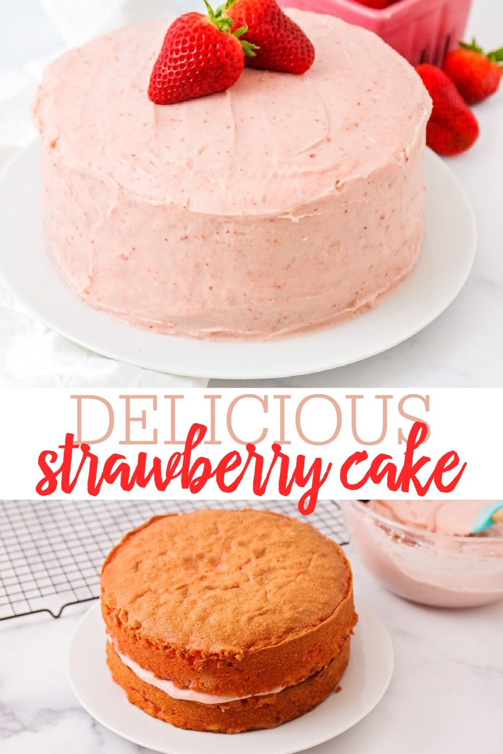 Strawberry Cake with Strawberry Frosting {+VIDEO} | Lil' Luna