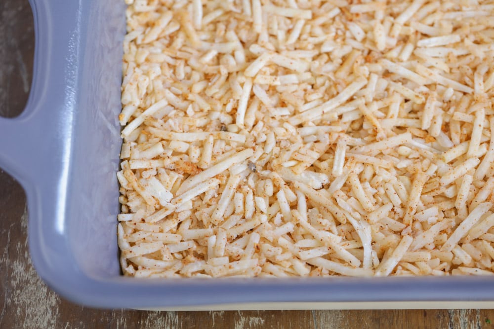 Hash browns with taco seasoning for mexican breakfast casserole recipe