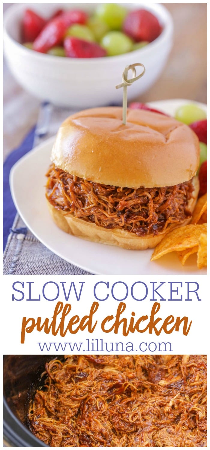Slow Cooker Pulled Chicken {+VIDEO} | Lil' Luna
