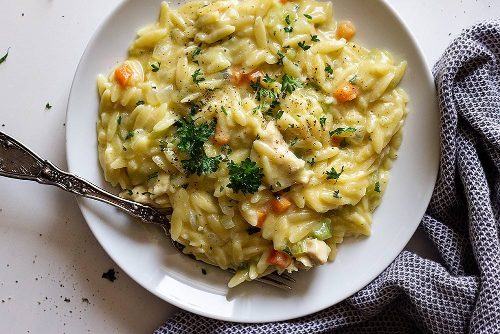 Creamy Chicken Orzo Recipe Dairy-Free! | Lil' Luna