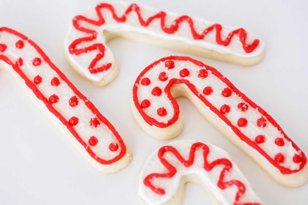 Candy cane shaped sugar cookies