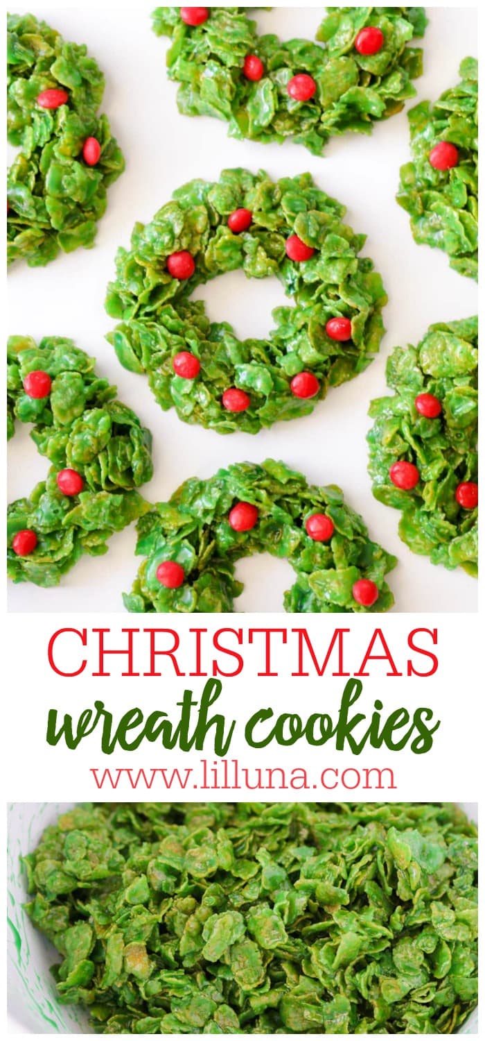 Christmas Wreath Cookies {AKA Cornflake Wreaths} | Lil' Luna