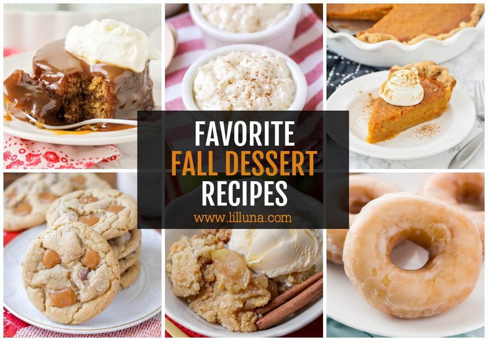 Collage of Fall Dessert Recipes.