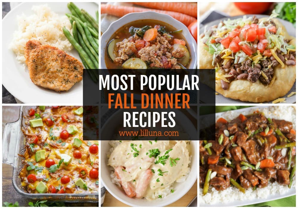 Collage of fall dinner ideas.