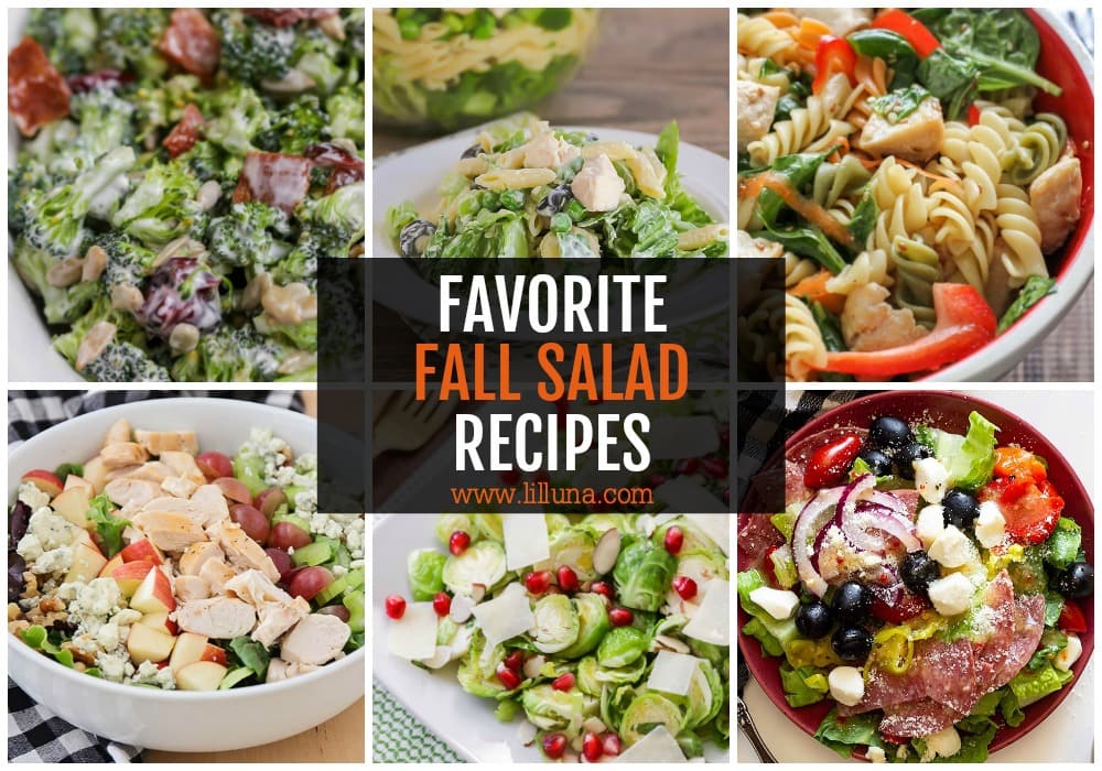 Collage of fall salad recipes.