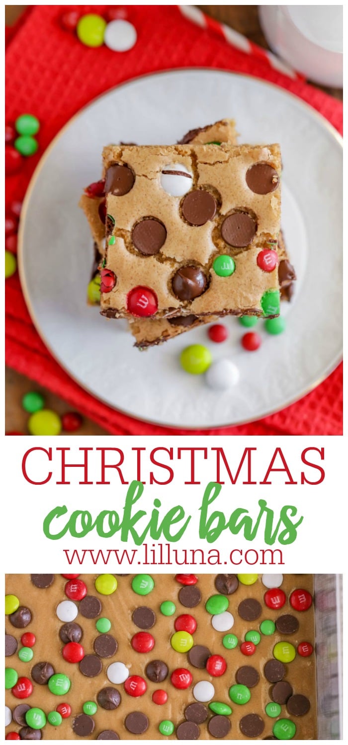 Christmas Cookie Bars {With Christmas M&M's} Lil' Luna