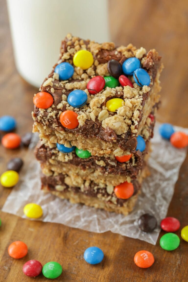 Monster Cookie Bars {Oats, Chocolate + M&M's} Lil' Luna