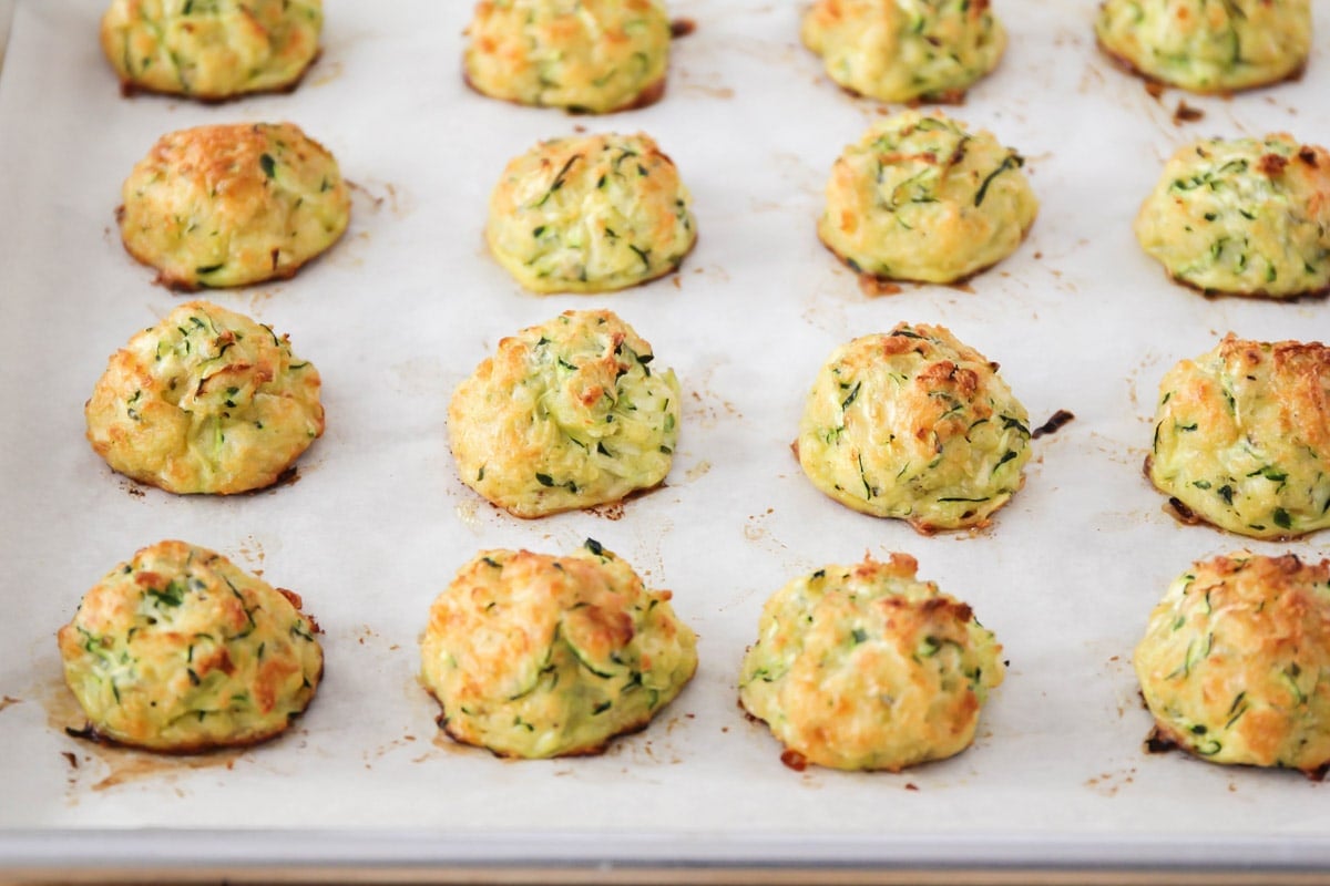 Baked Zucchini tots on baking dish