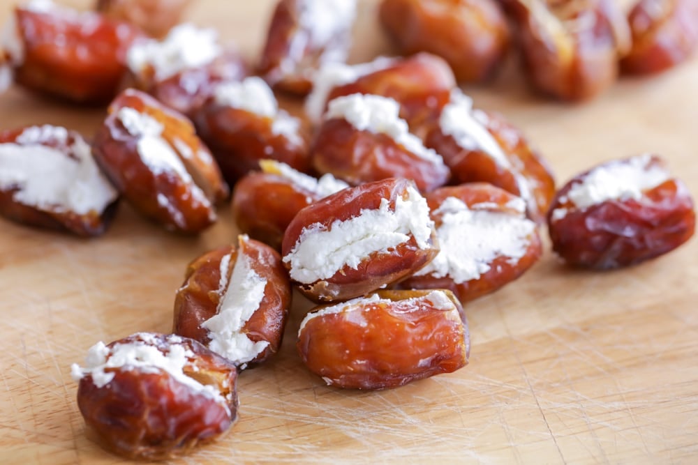 Dates stuffed with goat cheese