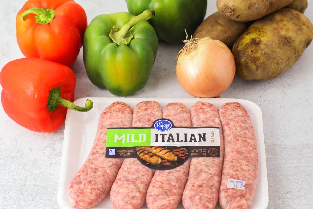 Ingredients for Italian sausage and potatoes recipe