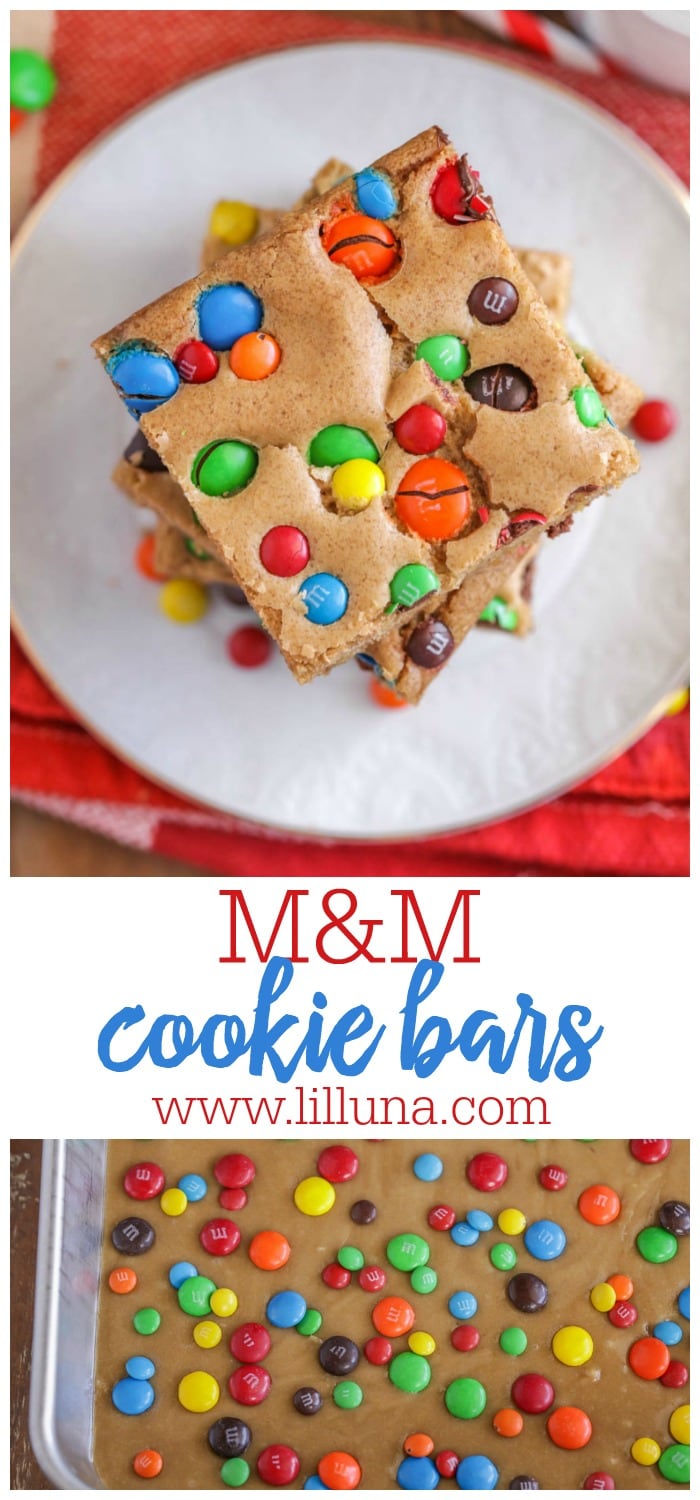 M&M Cookie Bars {Ready in 30 Minutes!} | Lil' Luna