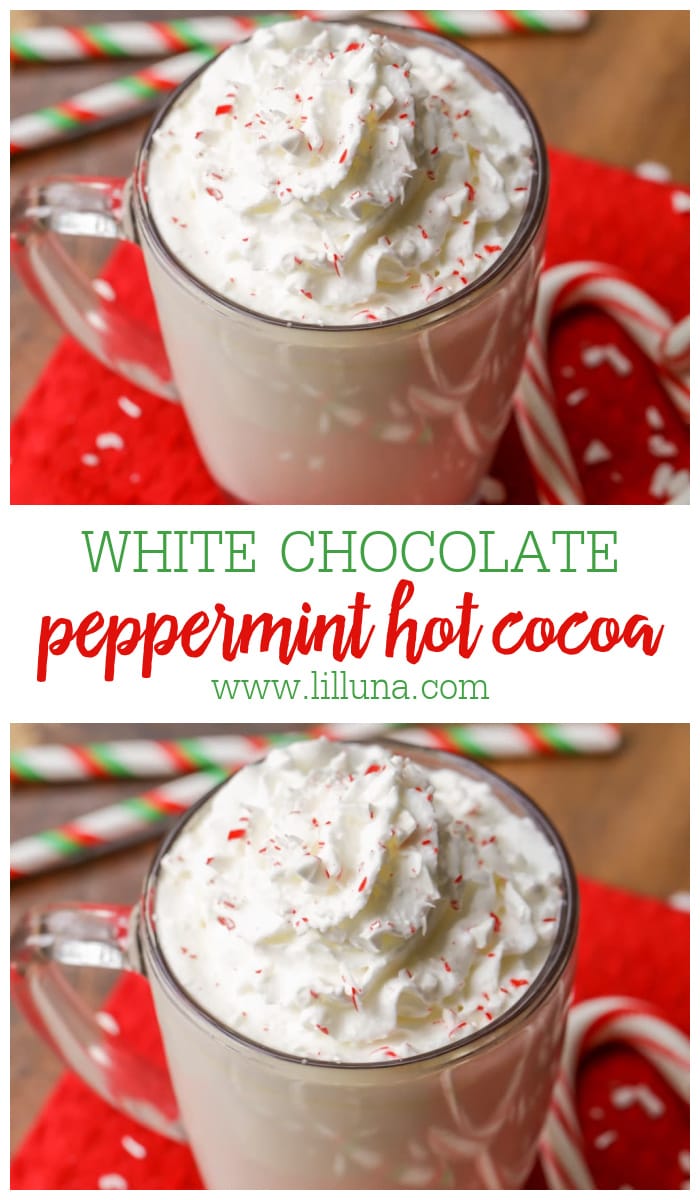 White Chocolate Peppermint Hot cocoa recipe | Lil' Luna
