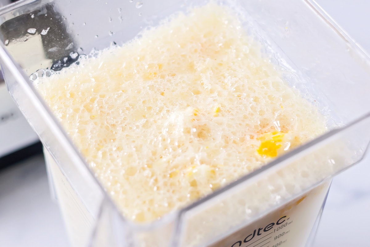 Blended lemons in a blender.