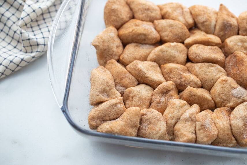Cinnamon sugar covered biscuit pieces