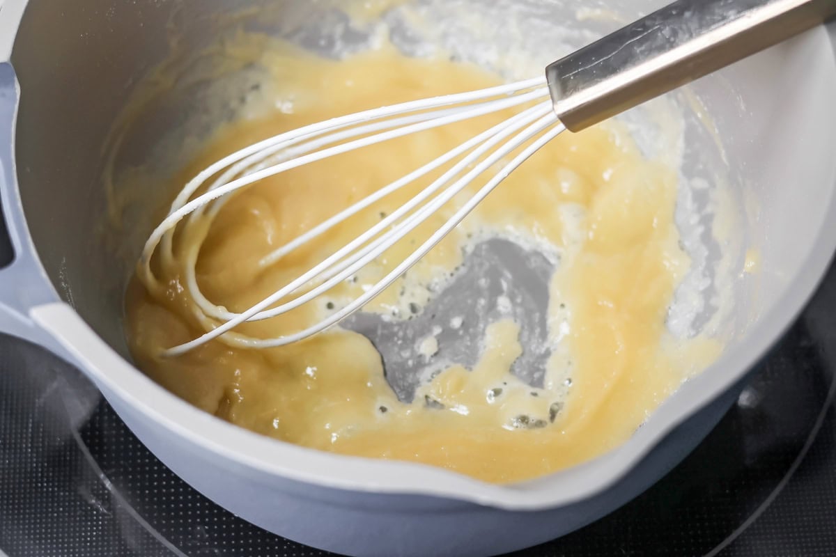 Making Bechamel in sauce pan.