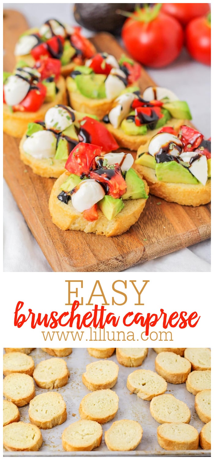 Bruschetta Caprese Recipe {With Avocado!} | Lil' Luna
