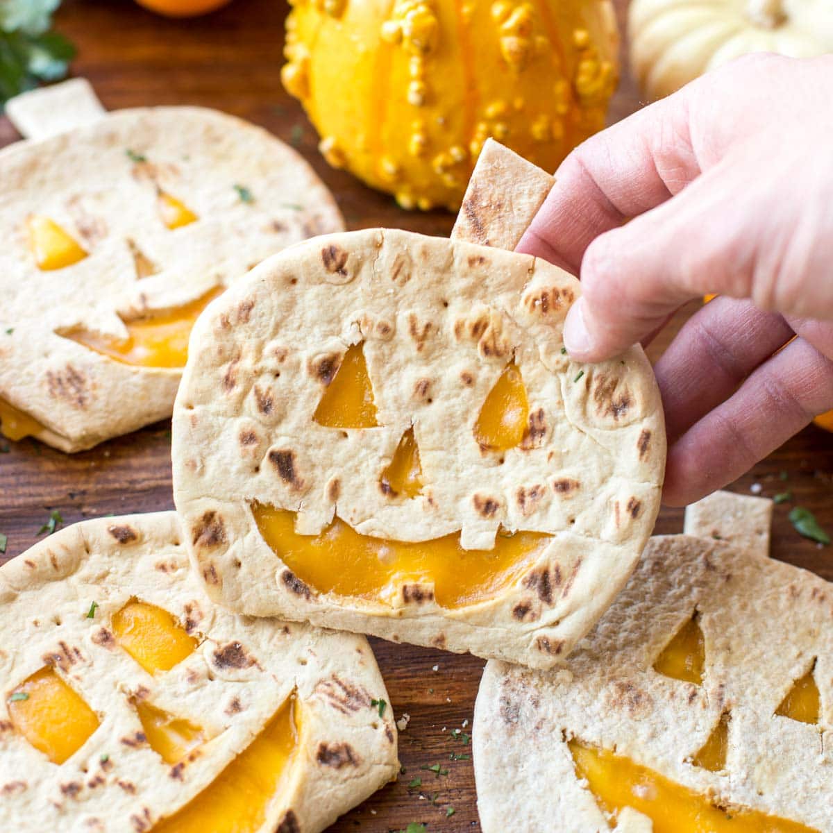 Pumpkin quesadillas cute in jack o lantern shapes