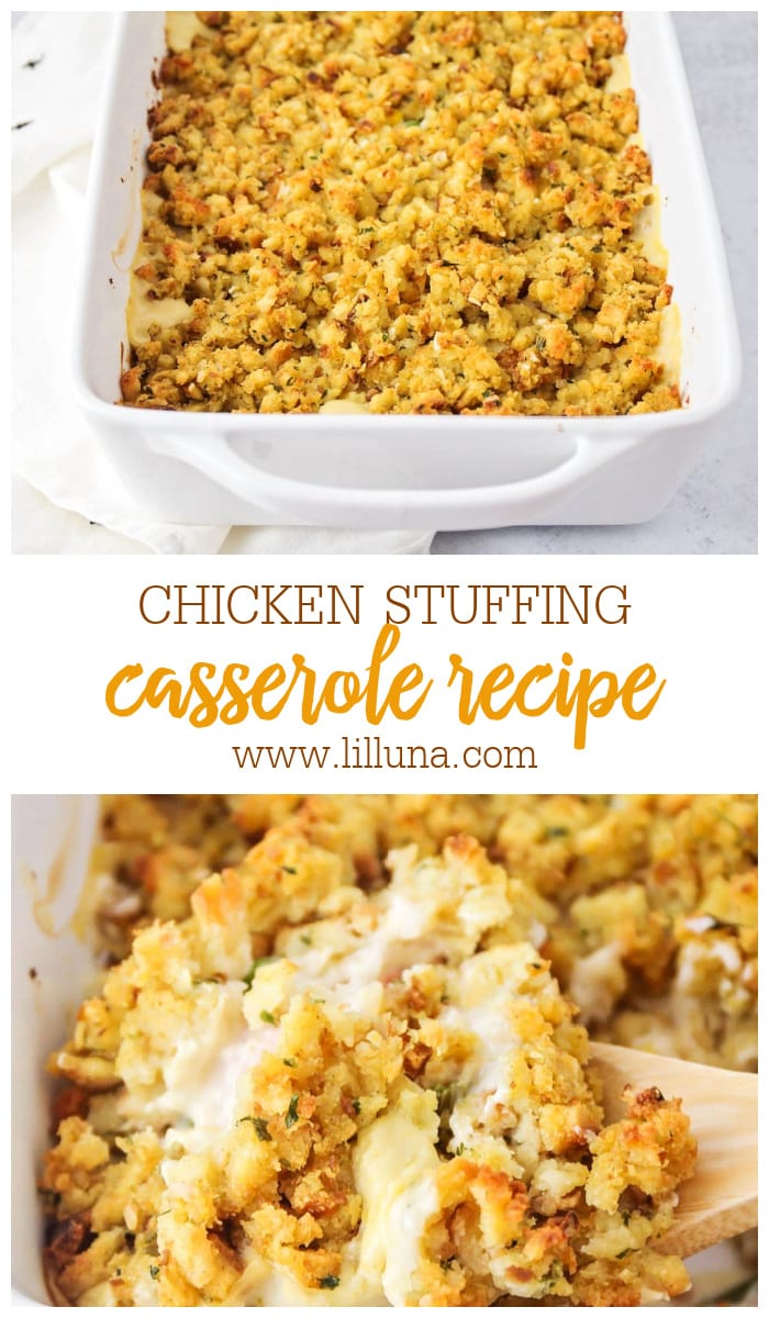 Easy Chicken Stuffing Casserole {+VIDEO} | Lil' Luna