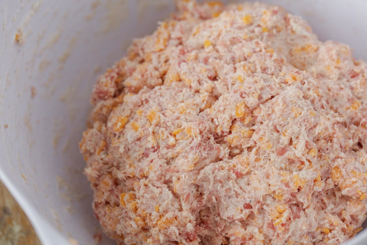 cream cheese sausage mixture in a bowl