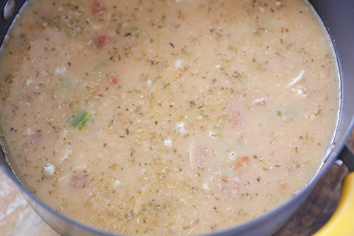 Pot of King Ranch Chicken Soup
