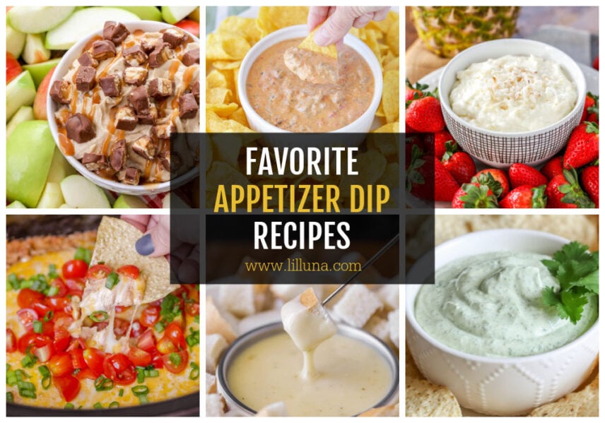 A collage of appetizer dip recipes