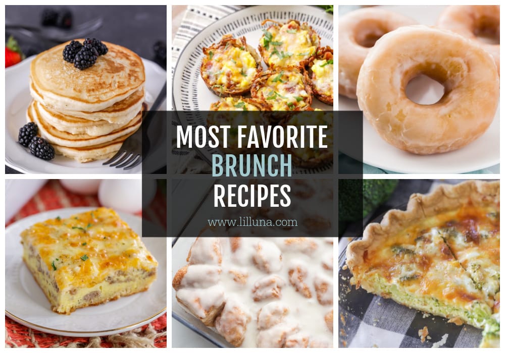A collage of brunch recipes. 
