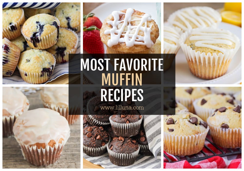 A collage of various muffin recipes.