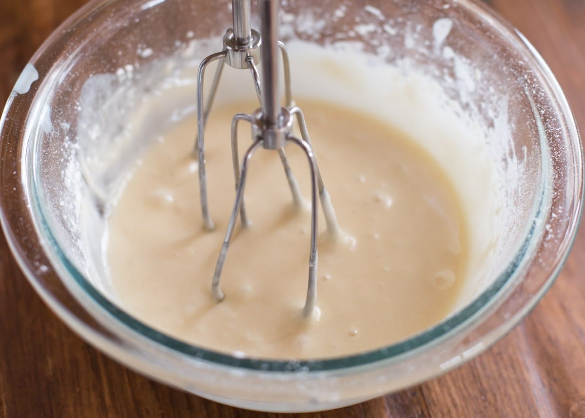 Whipping up batter for fortune cookie recipe