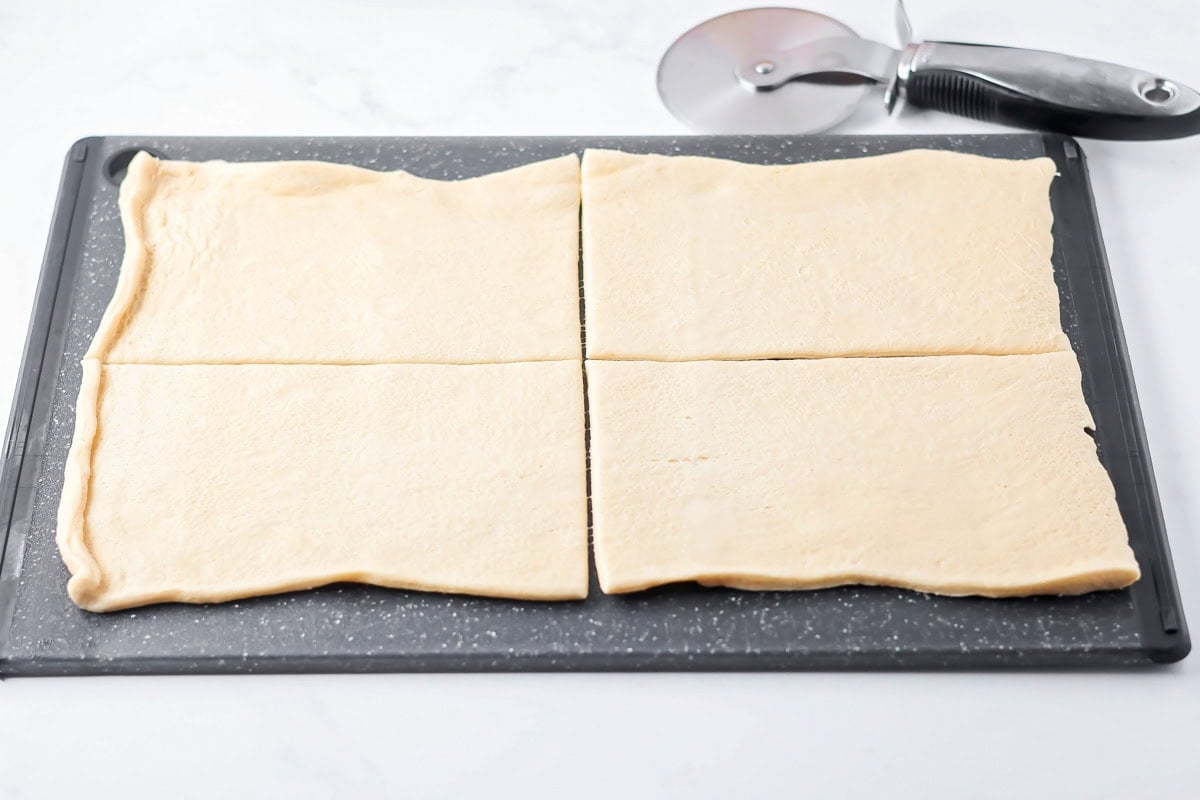 Crescent sheet rolled out on cutting board.