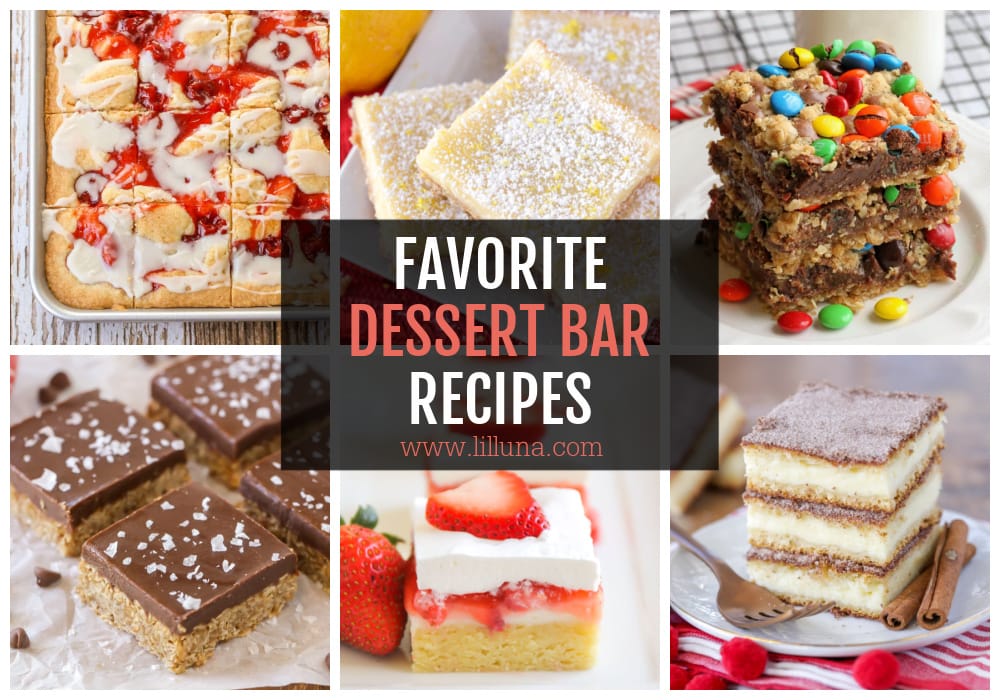 Collage of different dessert bar recipes.
