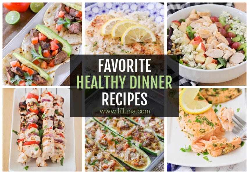 A collage of various healthy dinner ideas