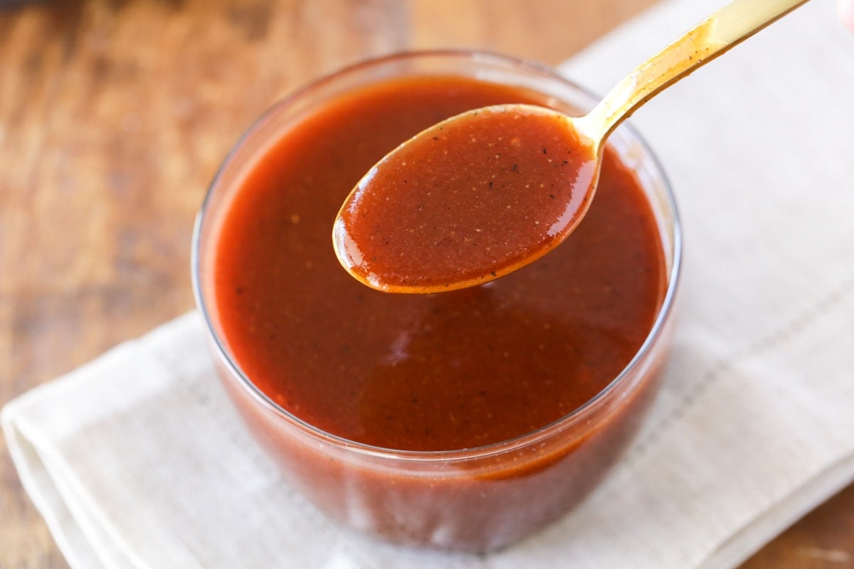 BBQ Sauce served in a glass bowl.